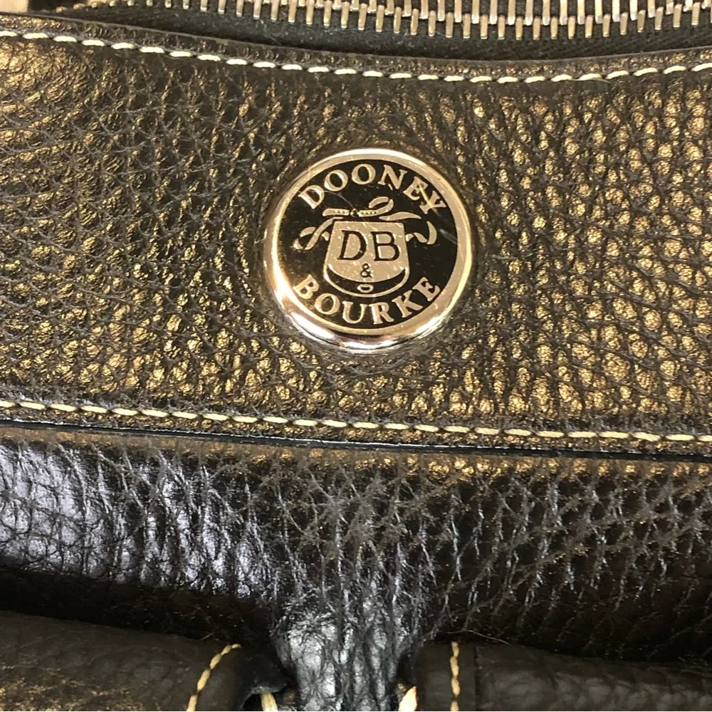MDOONEY BOURKE Black Tumbled Leather Laptop Briefcase Work Bag w/ Shoulder Strap